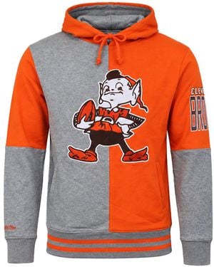 Mitchell & Ness Nfl Cleveland Browns Split Colour Hoodie Cotton - Orange
