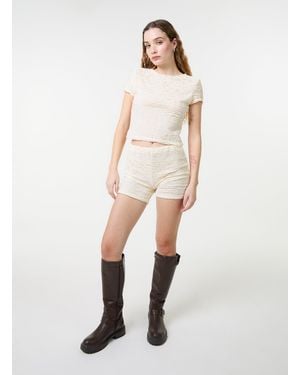 Pink Vanilla Textured Stretch Mini Shorts - Natural