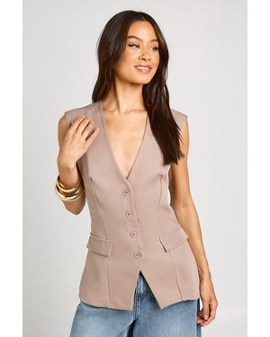 Boohoo Tall V-Neck Pocket Detail Waistcoat - Natural