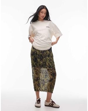 TOPSHOP Crinkle Jersey Midaxi Skirt - Green