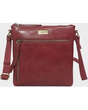 Assots London Rue' Polished Vt Real Leather Crossbody Bag - Red