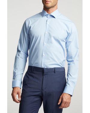 Limehaus Regular Fit Poplin Single Cuff Cutaway Collar Shirt - Blue