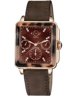 Gv2 Bari Tortoise Rg Case Mop Dial Leather Strap - Brown