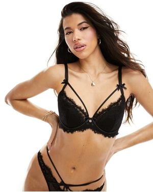 Boux Avenue Yonnia Sexy Eyelash Lace Balconette Bra - Black