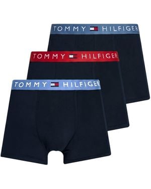 Tommy Hilfiger Underwear 3Pack Th Original Logo Waistband Trunks Soft Boxer - Blue