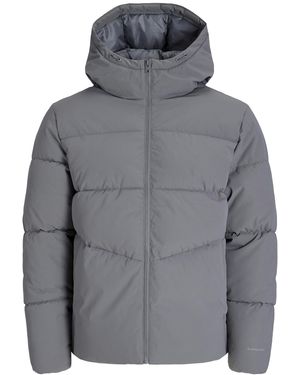 Jack & Jones Puffer Jacket Full Zip Long Sleeve Windproof - Grey