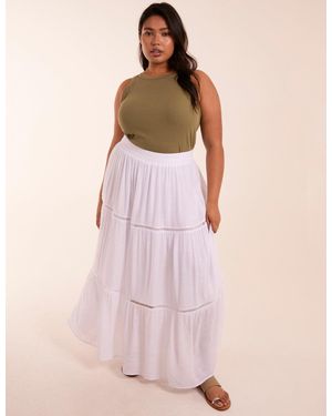 Blue Vanilla Curve Ladder Trim Maxi Skirt - Pink