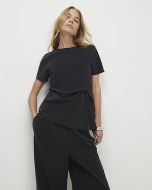 River Island Top Short Sleeve Gathered Side Crew Neck - Black