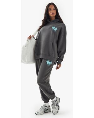 DSGN Studio Sports Bubble Slogan Cuffed Oversized Jogger - Black