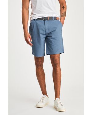Kensington Eastside Mid Cotton Twill Short With Belt - Blue