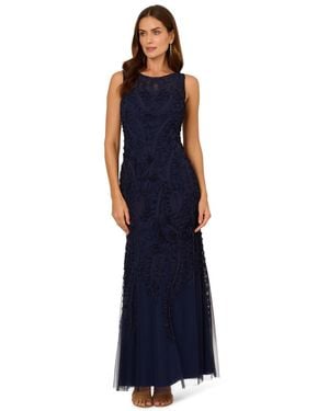 Adrianna Papell Soutache Long Dress - Blue