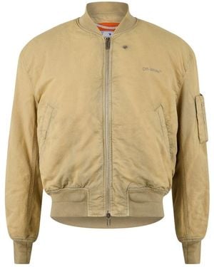 Off-White c/o Virgil Abloh Bomber Jacket, Iconic Diagonal Stripes - Natural