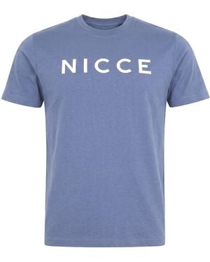 Nicce London Denno Cotton T-Shirt Short Sleeve Casual Everyday Top - Blue