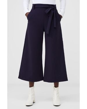 French Connection Wide Leg Culottes With Self-Tie Belt - Blue