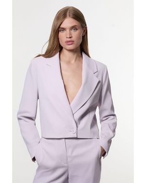 Karen Millen Digital Ophelia Polished Tailored Cowl Back Single Breasted Blazer - Purple