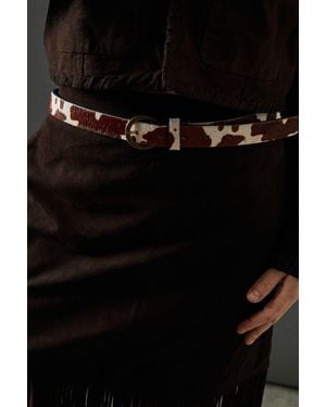 Warehouse Faith For Leather Cow Print Belt - Black