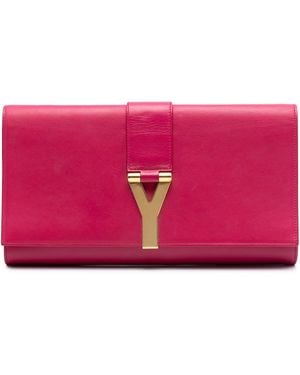 Saint Laurent Pre-Owned Leather Chyc Ligne Clutch - Pink