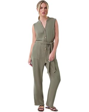 Roman Petite Button Detail Pocket Jumpsuit - Green