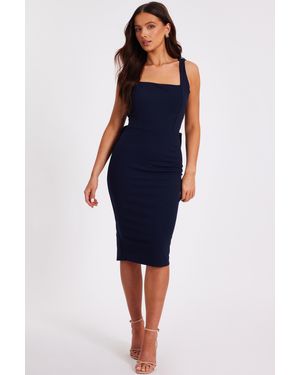 Quiz Petite Bow Back Midi Dress - Blue