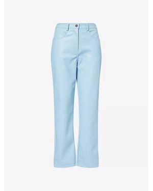 Amy Lynn Amylynn Solid Patterned Straight Fit Five Pocket Trousers - Blue