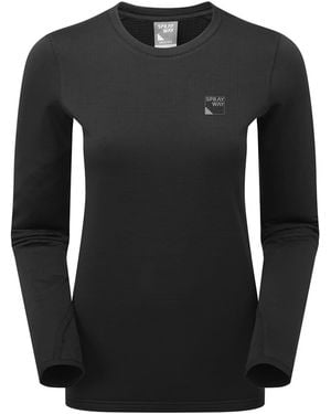Sprayway Ladies Fleece Crew Neck Top With Thumb Loops For Winter Hiking - Black