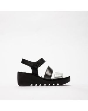 Fly London Bexy575Fly Sandals/Graphite/ Leather - Black