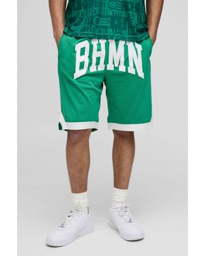 BoohooMAN Bhmn Mid Length Mesh Basketball Shorts - Green