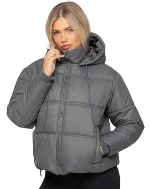 Enzo Hooded Puffer Jacket with Adjustable Details - Grey