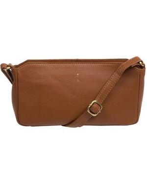 Cultured London 'Christina' Leather Cross Body Bag - Brown