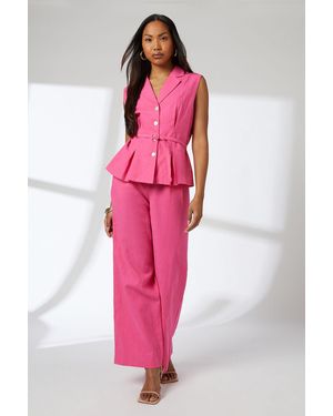 PRINCIPLES Linen Straight Leg Trouser - Pink