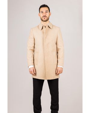 TruClothing Wool Blend Classic Collar Overcoat - Natural