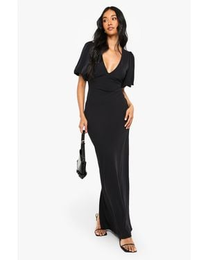 Boohoo Puff Sleeve Maxi Dress - Black