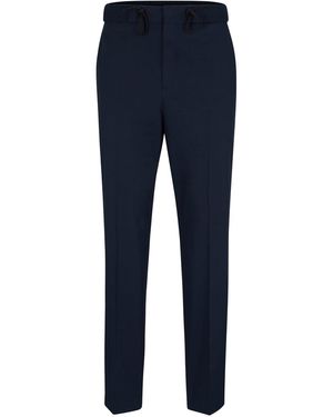 HUGO Howie232X Solid Patterned Straight Trousers - Blue