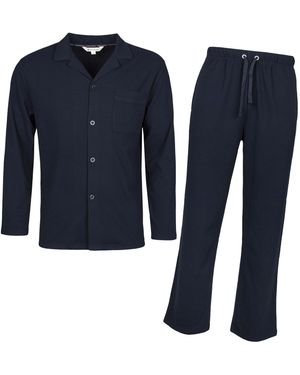 Heat Holders Thermal Pyjama Set With Long Sleeve Top & Bottoms For Cold Nights - Blue