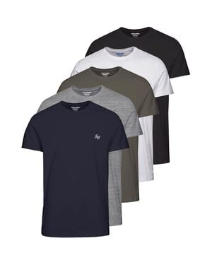 Jack & Jones 5 Pack T-Shirts - Blue