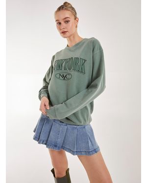 Pink Vanilla Washed New York Sweatshirt - Green