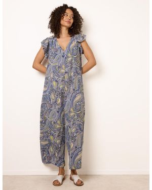 Blue Vanilla Ruffle Detail Jumpsuit - Blue