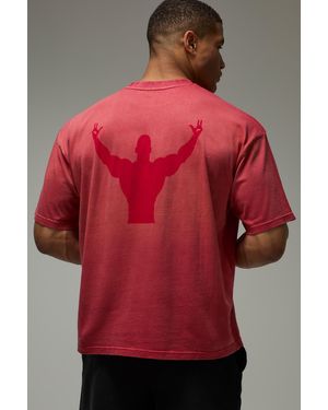 BoohooMAN One More Rep Washed Oversized T-Shirt - Red