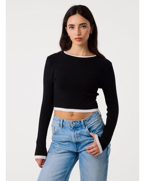 Pink Vanilla Contrast Knitted Jumper - Black