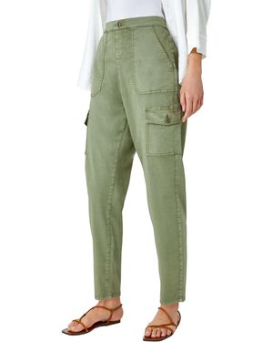 Roman Casual Elastic Waist Cargo Stretch Trousers - Green
