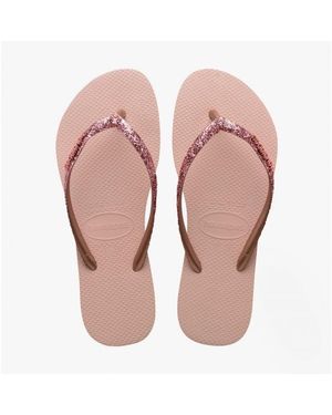 Havaianas Hav Slim Glitter Ii Flip Flops Ballet Rose/Golden Blush - Pink