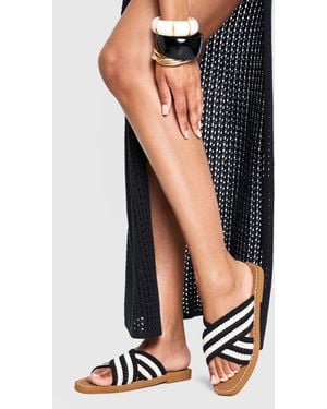 Boohoo Crochet Stripe Slip On Sandals - White