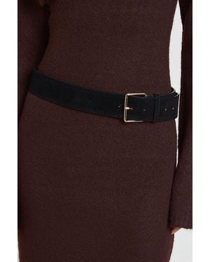 Boohoo Faux Suede Chunky Belt - Brown