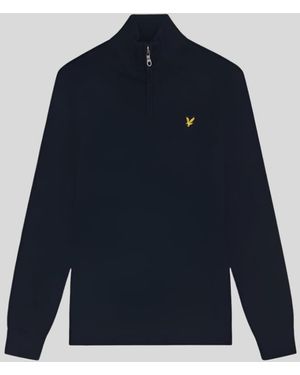 Lyle & Scott Cotton Merino 1/4 Zip Jumper - Blue