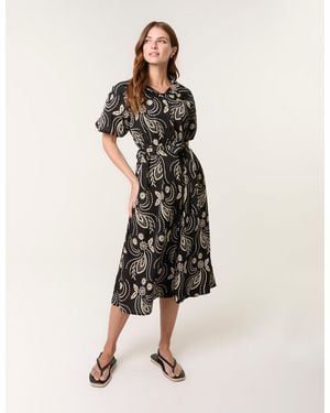 Blue Vanilla Embroidered Shirt Dress - Natural
