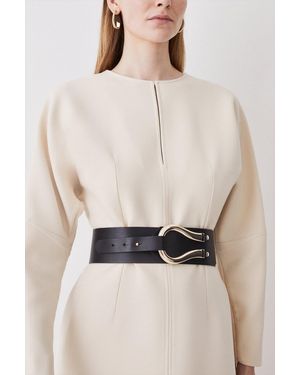 Karen Millen Leather Hardware Detail Waist Belt - Natural