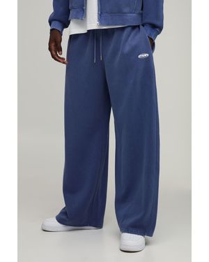BoohooMAN Wide Leg Sport Washed Joggers - Blue