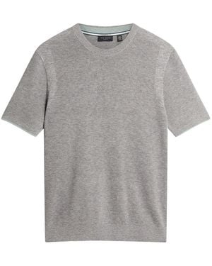 Ted Baker Voisin Mixed Ribbed T-Shirt - Grey