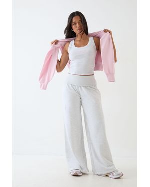 DSGN Studio Lightweight Mid Rise Fold Over Waistband Jogger - White