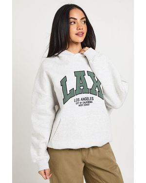 Boohoo Lax Applique Oversized Hoodie - White